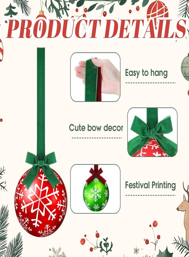 Fiwochic 8 Pcs Christmas Kitchen Cabinet Hanging Ornament with Velvet Red Green Bow 10 Inch Large Wooden Hanging Decoration 3D Merry Xmas Ball Decor for Kitchen Front Door Window Chair Tree Holiday - Image 2